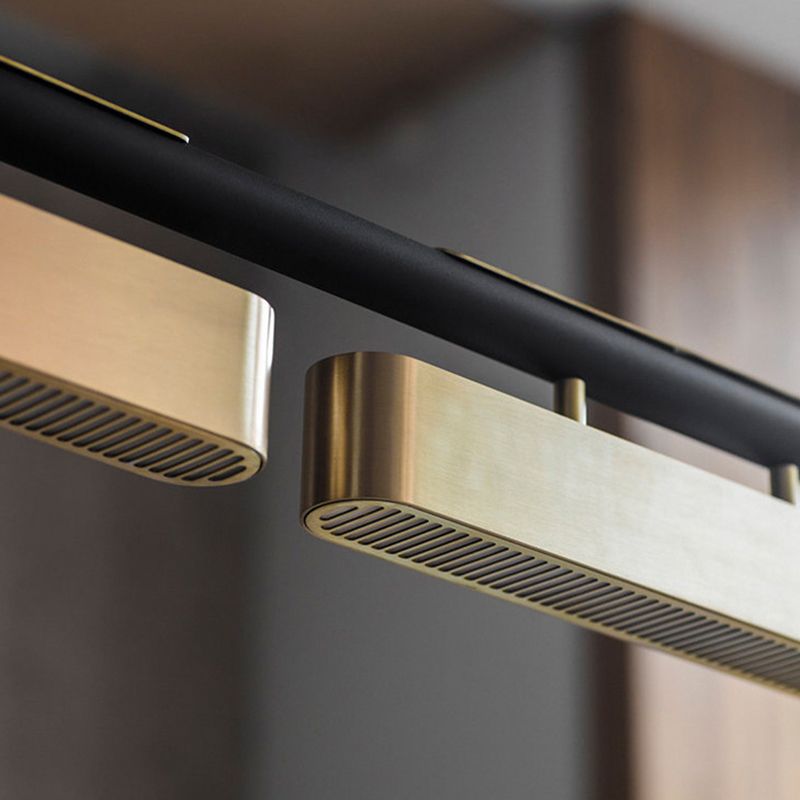 Edge Pendant Light Rectangular Modern, Metal, Black/Brass, Office - Lumpaz