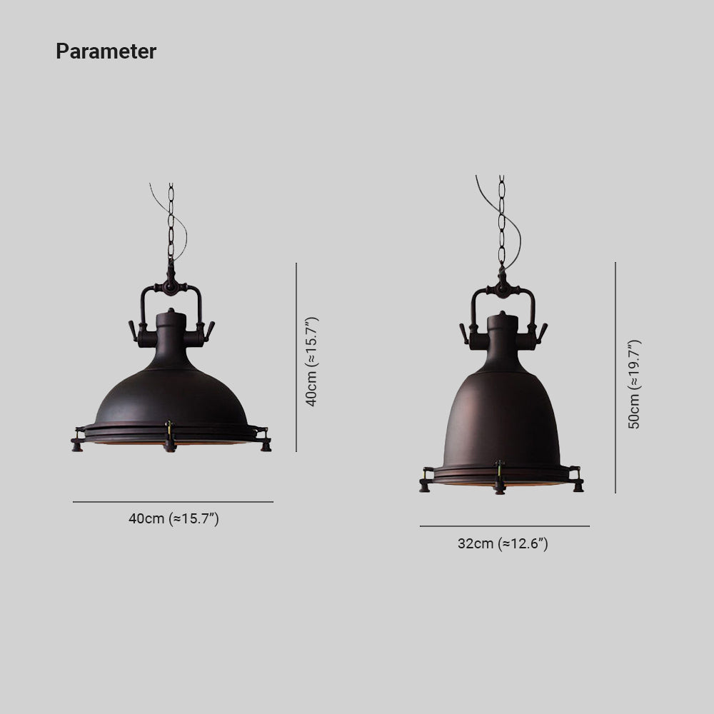 Alessio Rustic Retro Pot Black Metal Pendant Light, 2 Style - Lumpaz