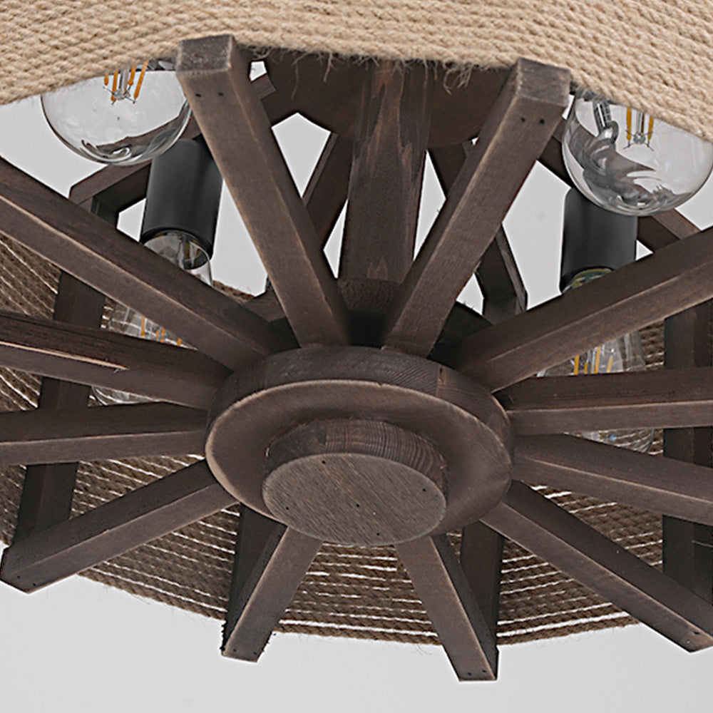 Austin Retro Cylindrical Metal/Wood Pendant Light - Lumpaz