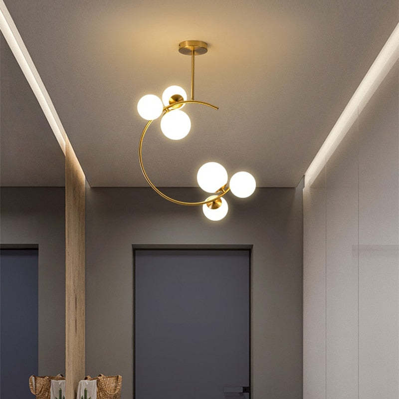 Valentina Modern Glass Globe Pendant Light, Metal & Glass, 3 Style - Lumpaz
