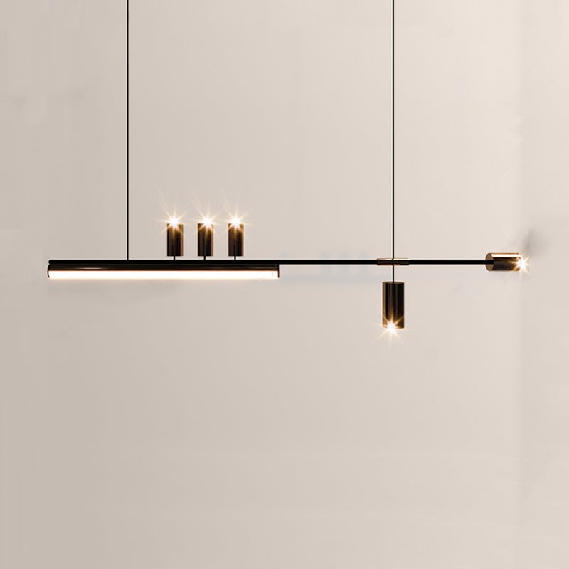 Edge Modern Minimalist Liner Metal/Acrylic Pendant Light, Gold/Black - Lumpaz