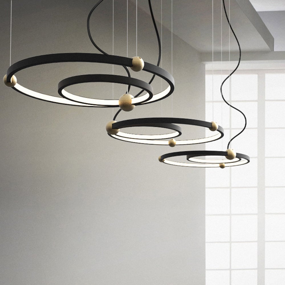 Arisha Minimalist Ring Metal Pendant Light, Black - Lumpaz