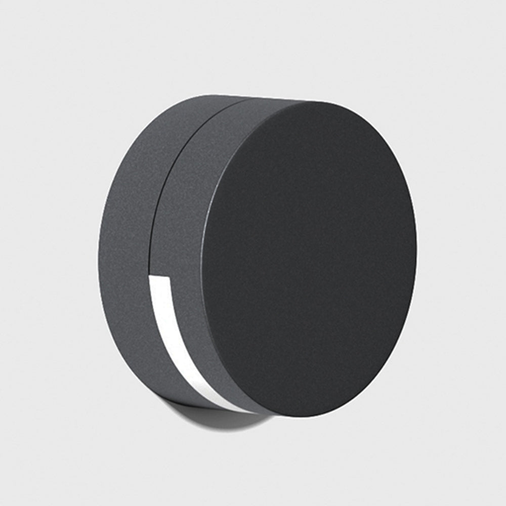 Orr Modern Minimalist Round Metal/Glass Waterproof Outdoor Wall Lamp, Black - Lumpaz