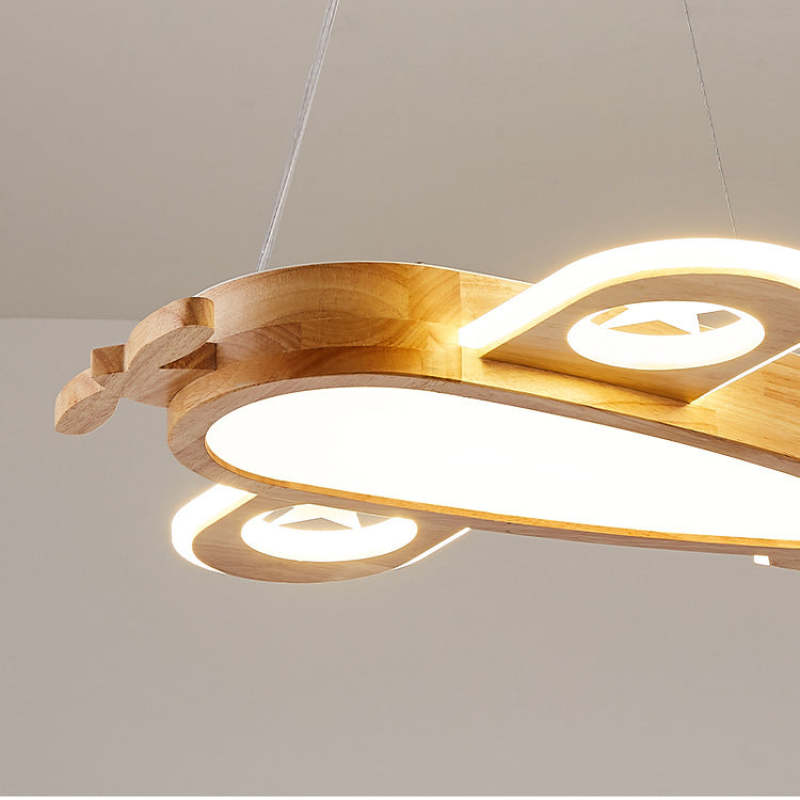 Minori Modern Natural Creative DIY Children Airplane Shape Acrylic Pendant Light ,Wood - Lumpaz