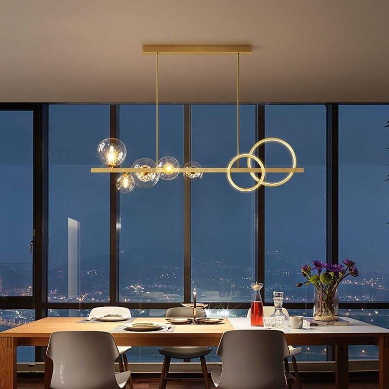 Valentina Pendant Light Bubble Circle Modern, Metal, Black/Gold, Bedroom - Lumpaz