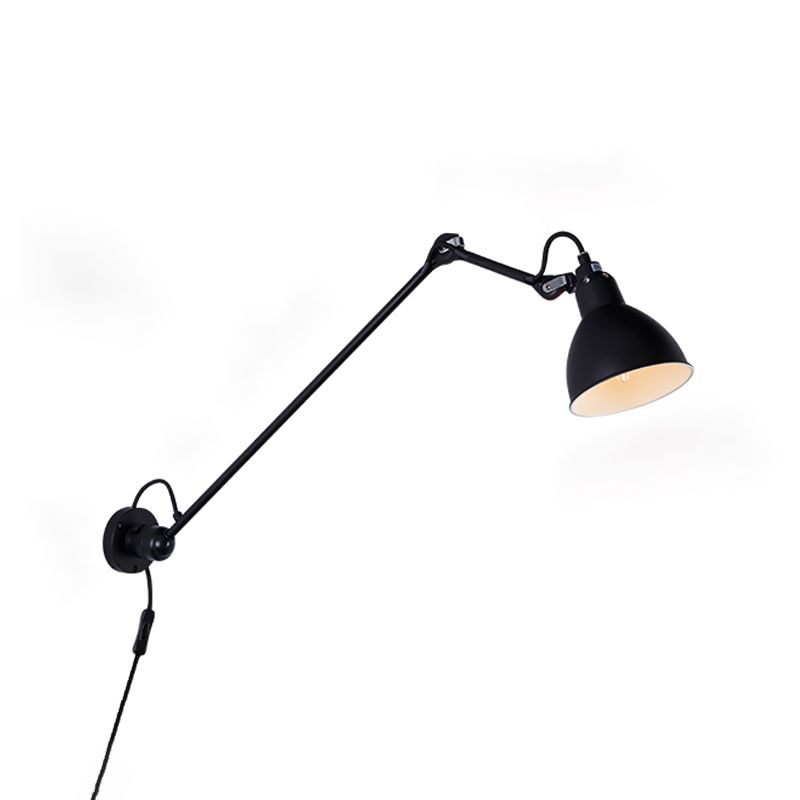 Brady Minimalist Adjustable Wall Lamp, Metal, Black, Living Room - Lumpaz