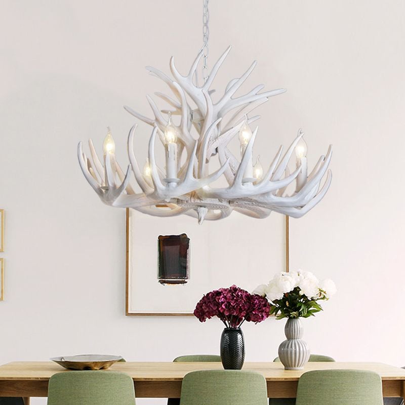 Silva Rustic Antler Metal/Resin Chandelier White Dining Room - Lumpaz