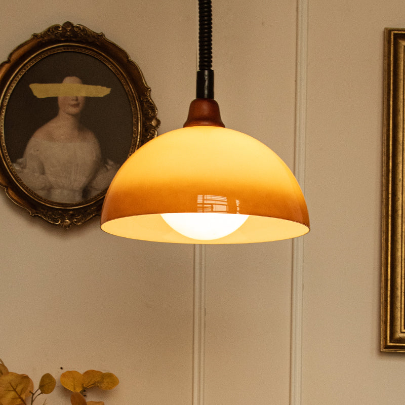Hailie Retro LED Round Pendant Light Adjustable Dining Room Brown - Lumpaz