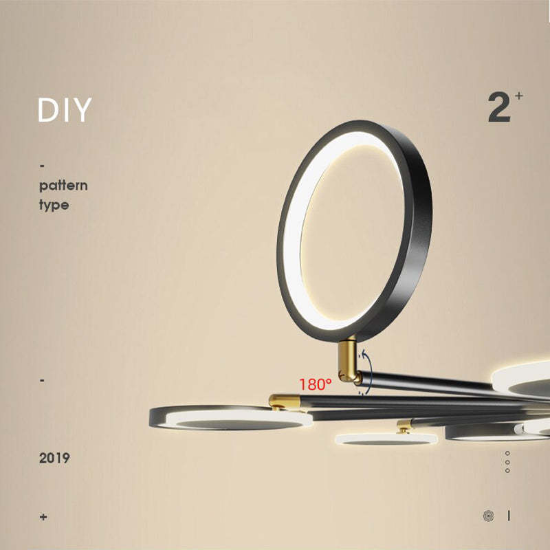 Sumait Modern Led Chandelier, Geometric, Black, Metal/Acrylic - Lumpaz