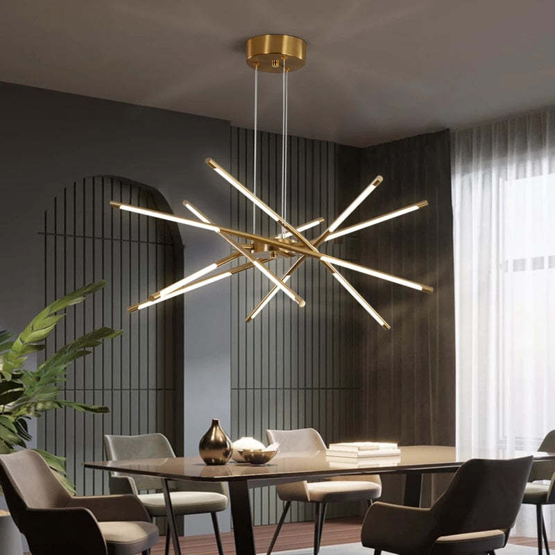 Edge Pendant Light, Black/Gold, 6/8/10/12 Heads - Lumpaz