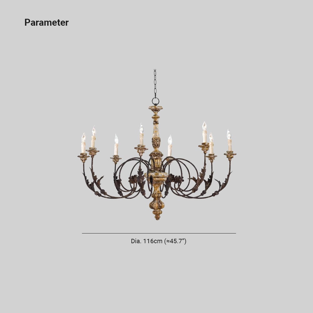 Silva Large Retro Creative Chandelier Brown Wood Metal Living Room - Lumpaz