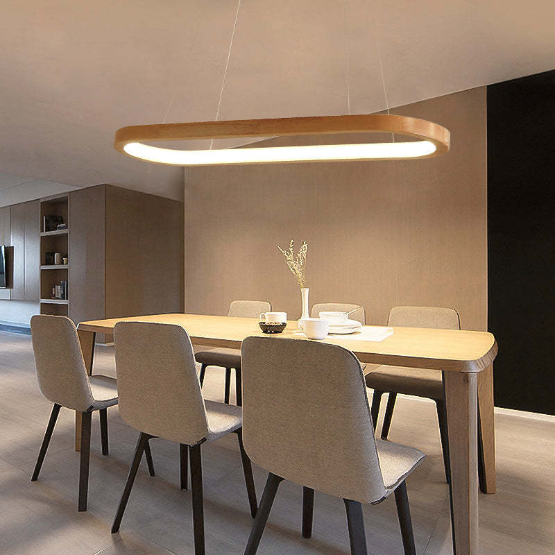 Ozawa Contemporary Oval Wooden Pendant Light Dining Room - Lumpaz