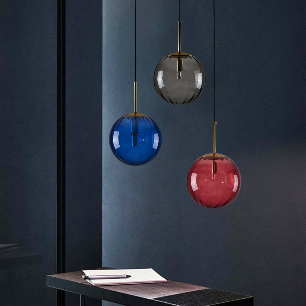 Hailie Modern Pendant Light Clear Bubble Gradient, Glass - Lumpaz