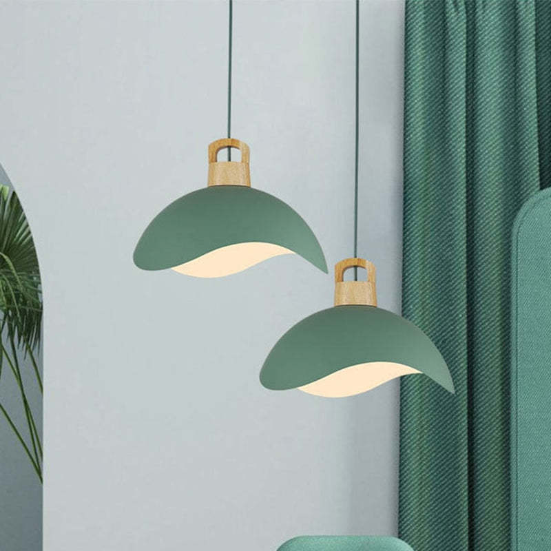 Morandi Colorful Shade Single Pendant Lights, Wood & Metal - Lumpaz