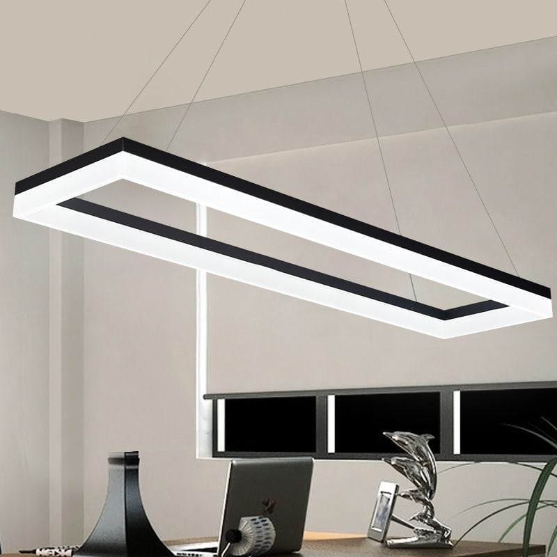 Bouvet Nordic Rectangular Led Pendant Light, Black/White, Acrylic - Lumpaz