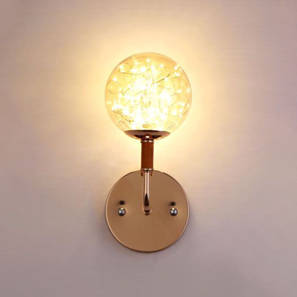 Valentina Wall Lamp Starry Globe Art Deco, Black/Gold, Bedroom - Lumpaz