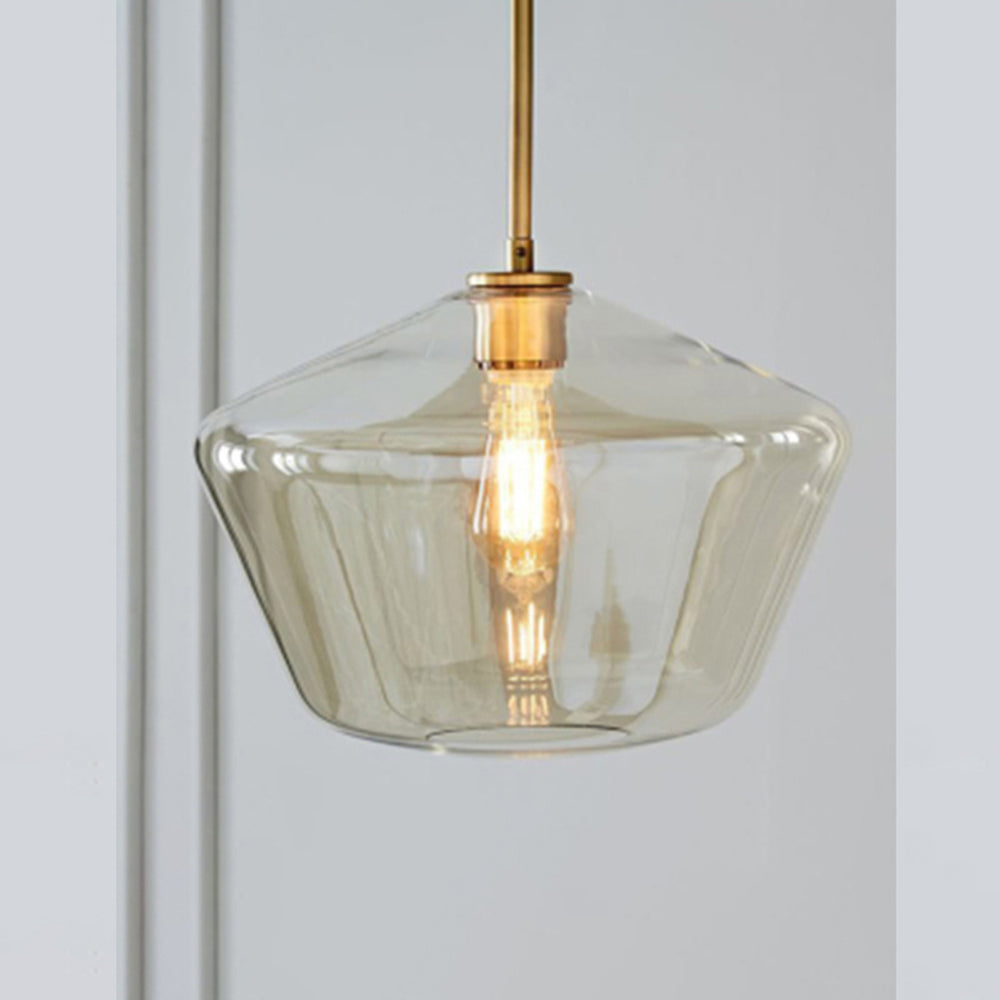 Hailie Pendant Light Clear Glass, Clear/Amber, Bedroom - Lumpaz