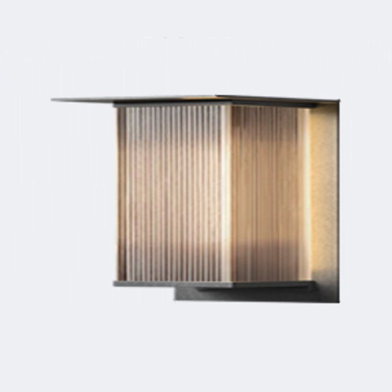Orr Modern Rectangular Metal Outdoor Wall Lamp, Black - Lumpaz