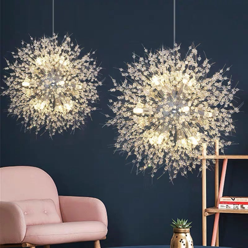 Lili Elegant Dandelion Metal/Acrylic Pendant Light, Gold/Chorme - Lumpaz