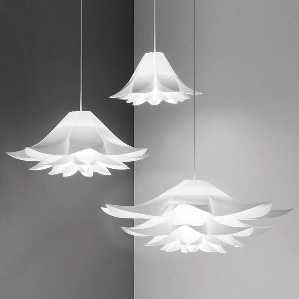 Bella Nordic Minimalist Lotus Pendant Light, Metal/PVC, White - Lumpaz