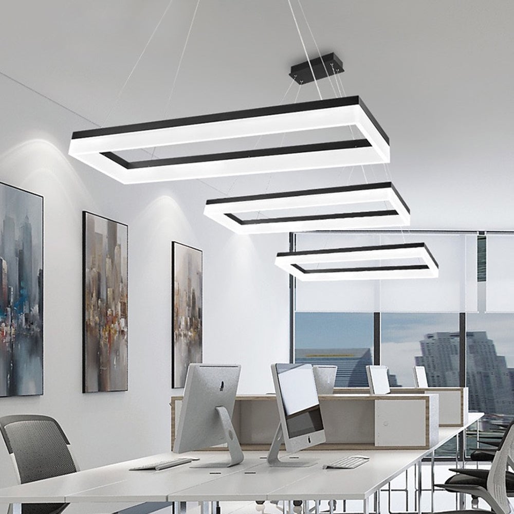 Bouvet Nordic Rectangular Led Pendant Light, Black/White, Acrylic - Lumpaz