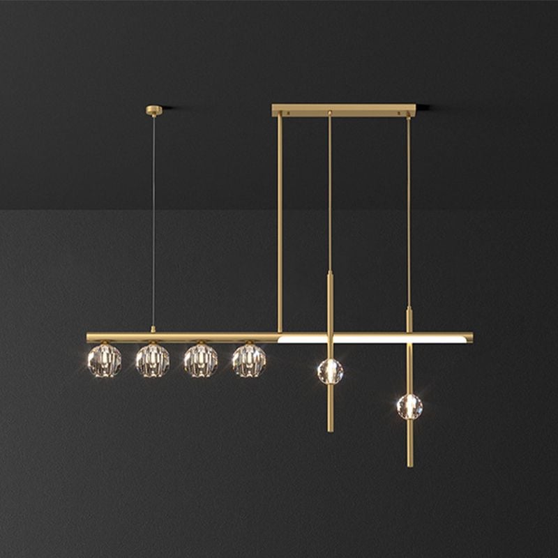 Kirsten Metal & Crystal Pendant Light, Gold - Lumpaz