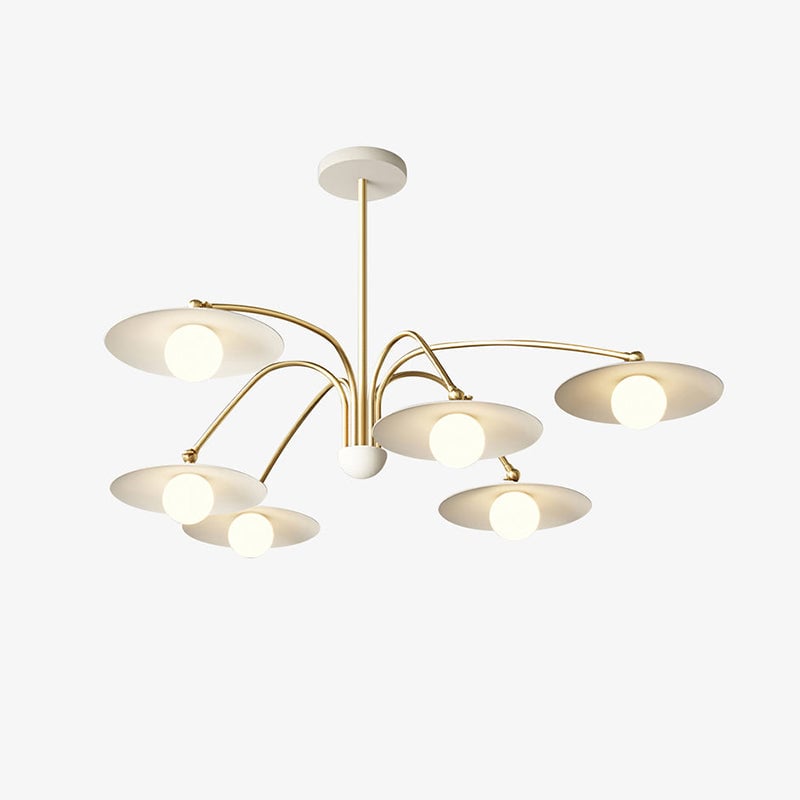 Cairns Minimalist Blown Metal Pendant Light, White/Gold - Lumpaz