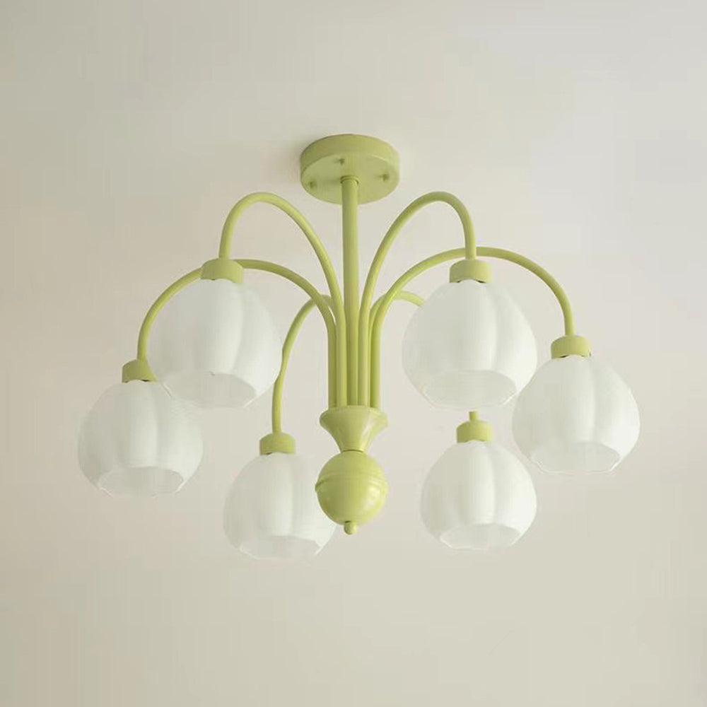 Lily Modern Pumpkin Metal Pendant Light,Green - Lumpaz