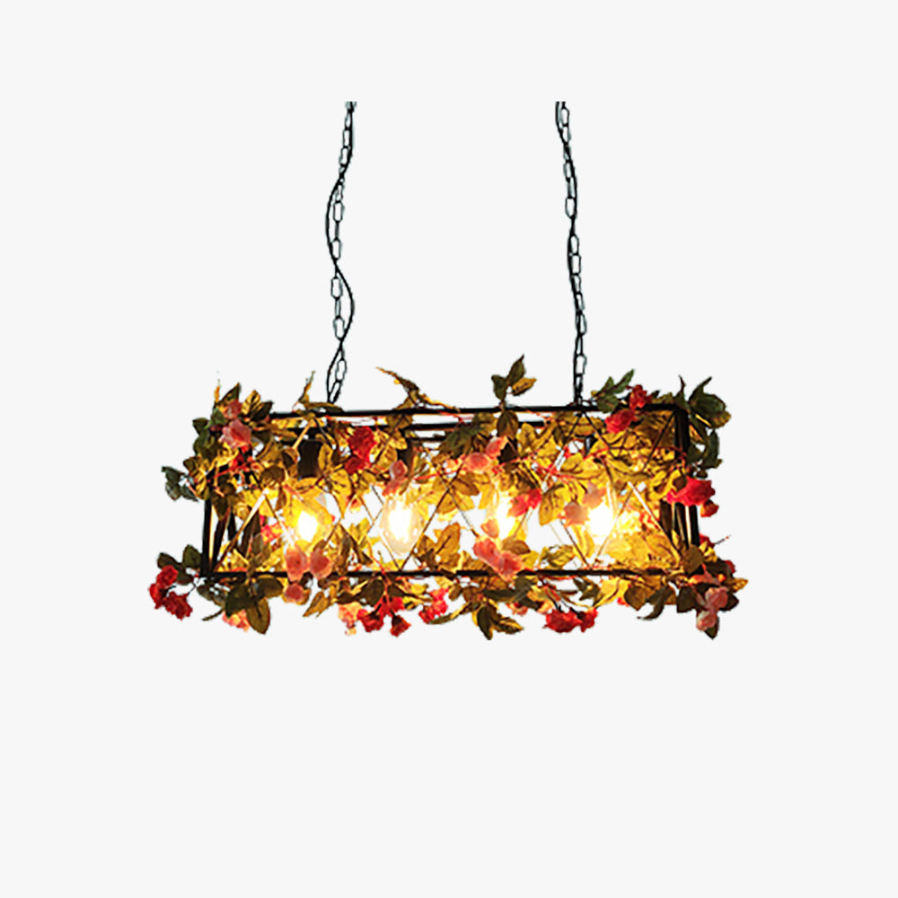 Nest Rustic Farmhouse Art Deco Plant Rectangle Pendant Light - Lumpaz