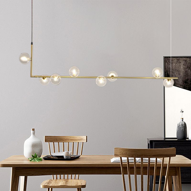 Valentina Minimalist Linear Pendant Light, Black & Gold, 6/8 Heads - Lumpaz