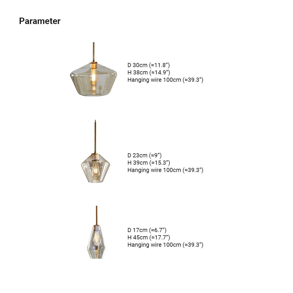 Hailie Pendant Light Clear Glass, Clear/Amber, Bedroom - Lumpaz