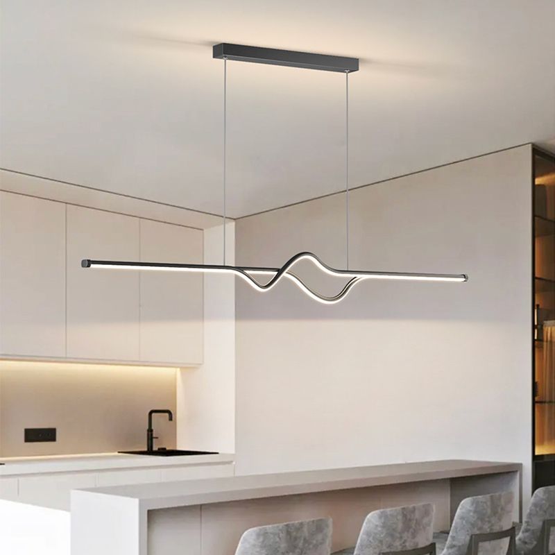 Modern Linear Metal Pendant Light, Black/White/Gray - Lumpaz