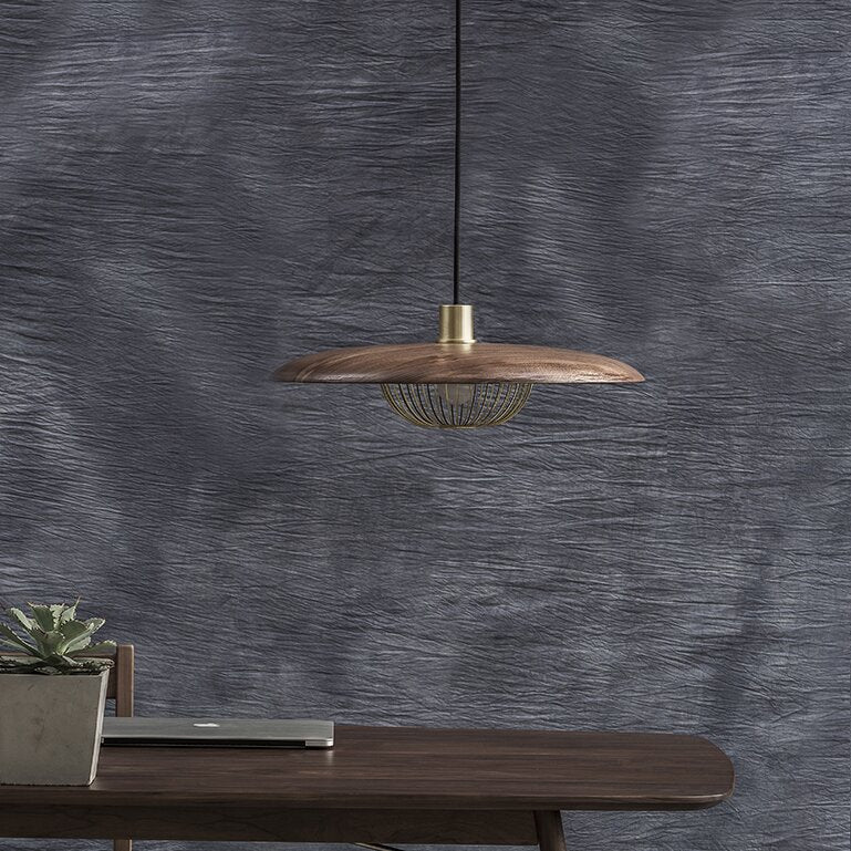 Cairns Modern Nordic Sutle Metal Pendant Light, Gold/Brown/Gray/Brown/Wood - Lumpaz