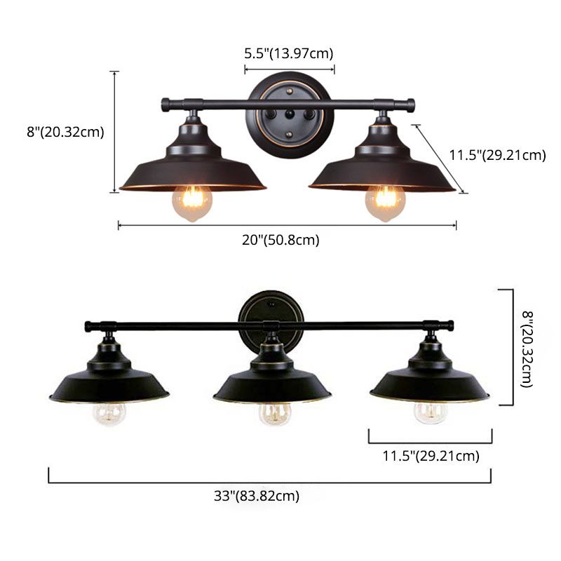 Alessio Retro Bowl-shaped Cast Metal Wall Lamp, Black - Lumpaz