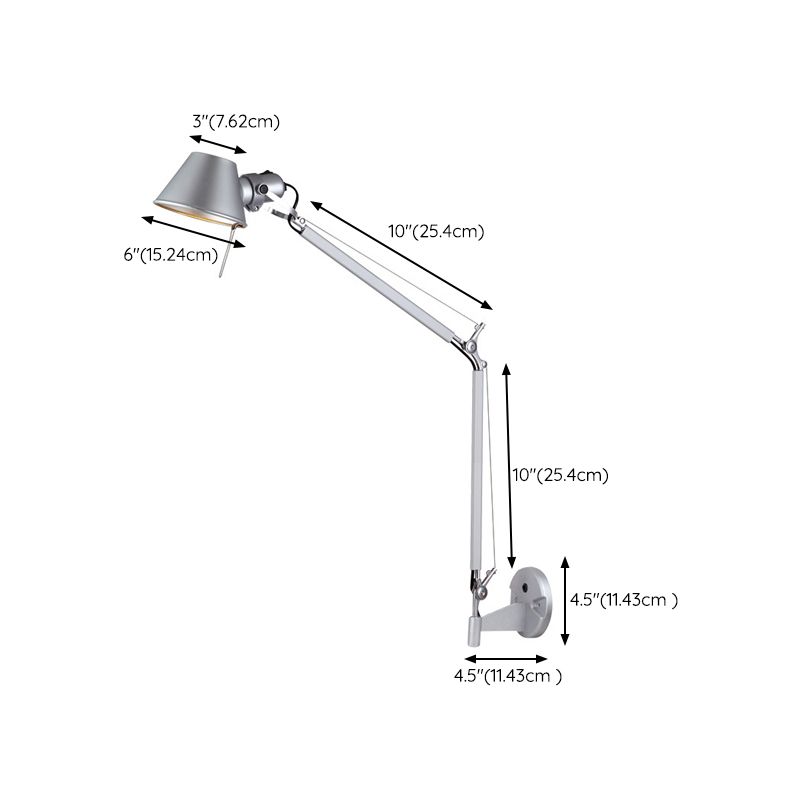 Brady Wall Lamp Dome Modern, Metal Adjustable, Silver, Living Room - Lumpaz