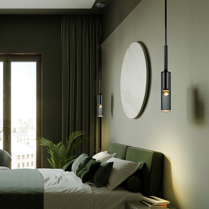 Sanna Modern Glass/Metal Pendant light/Wall Lamp, Black - Lumpaz
