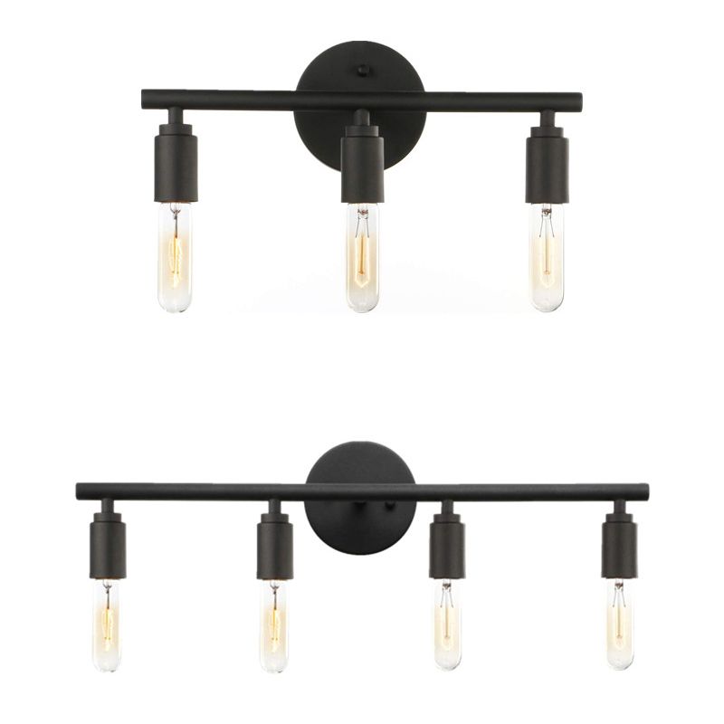 Alessio Modern Glass Vanity Wall Lamp, Black, Bathroom, 3/4 Light - Lumpaz