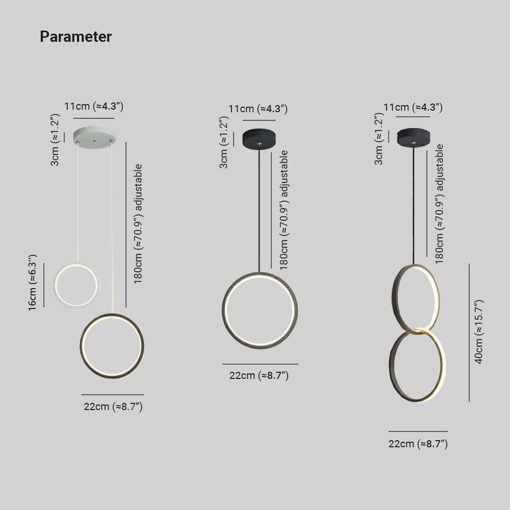 Nyla Modern Minimalist LED Hanging Pendant Lights Black White Bedroom - Lumpaz