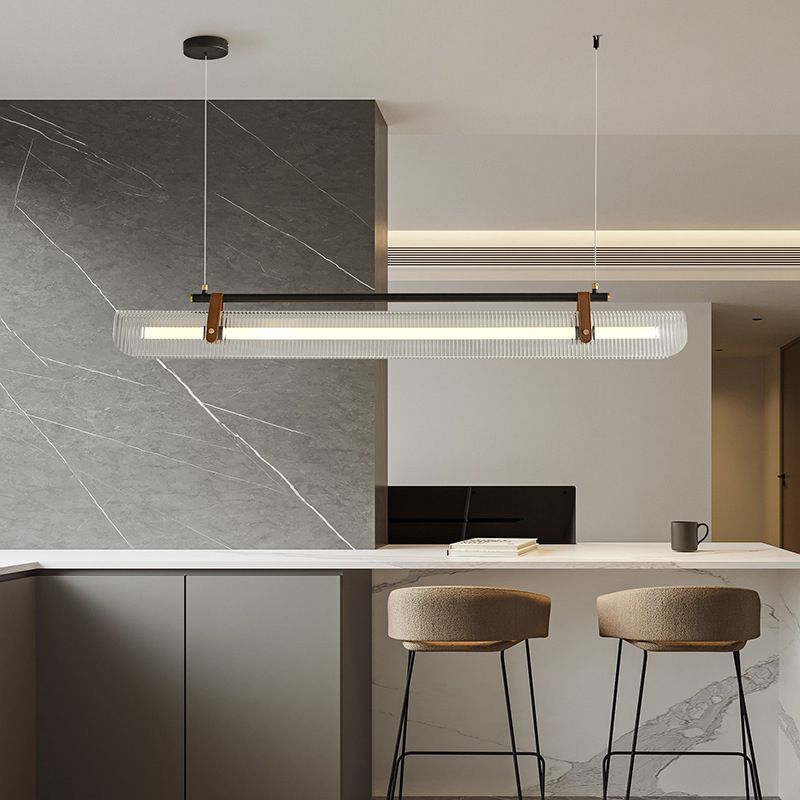 Edge Pendant Light Linear Modern, Acrylic/Metal, Black/Gold, Study - Lumpaz