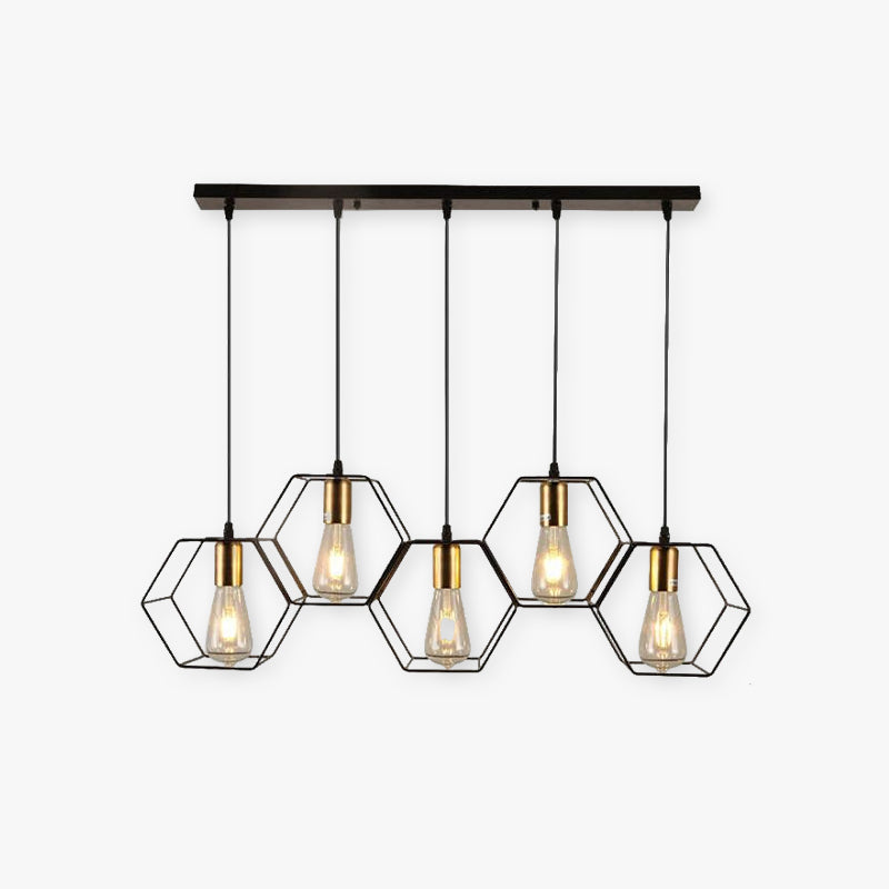 Bouvet Rustic Farmhouse 3/5 Light Pendant, Black - Lumpaz