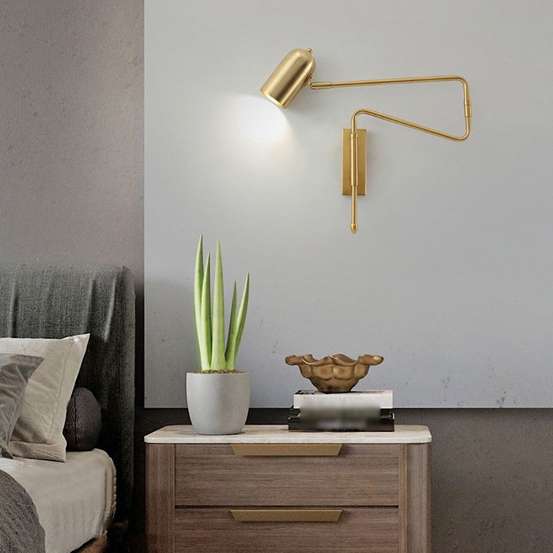Freja Wall Lamp Modern, Metal Adjustable, Black/Gold, Study - Lumpaz