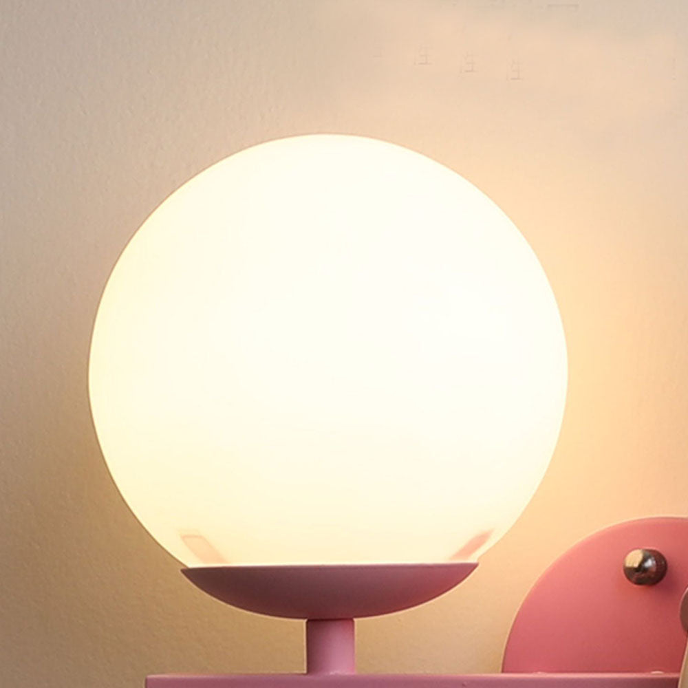 Minori Modern Metal/Glass Wall lamp, White & Pink - Lumpaz