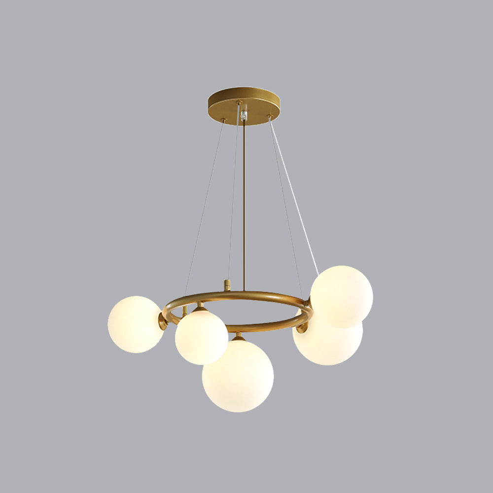 Valentina Modern Designe Wave Metal/Glass Pendant Light, White/Gold - Lumpaz