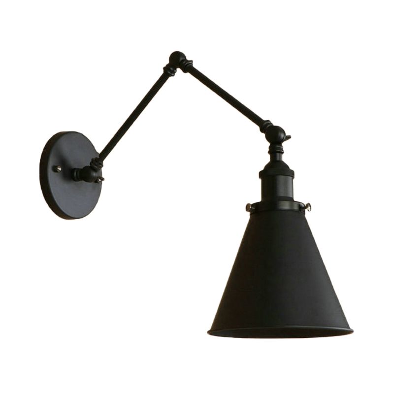 Brady Vintage Adjustable Wall Lamp, Metal, Black/Rust, Living Room - Lumpaz
