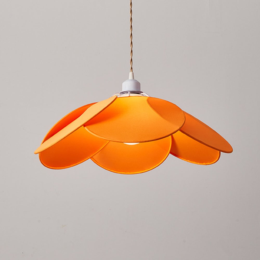Renée Minimalist Fabric Flower Pendant Light, Orange/Brown/Beige - Lumpaz