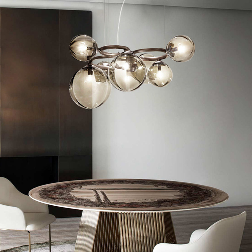 Valentina Modern Designe Wave Metal/Glass Pendant Light, White/Gold - Lumpaz