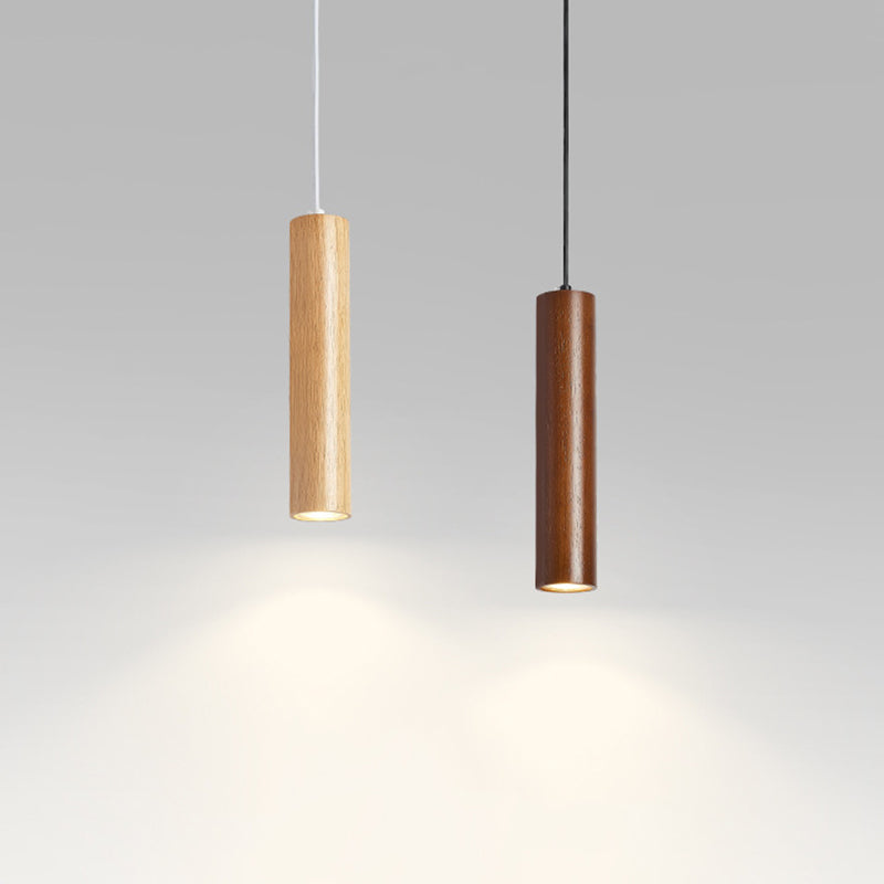 Ozawa Cylindrical Wood Pendant Light for Bedroom Kitchen Island - Lumpaz