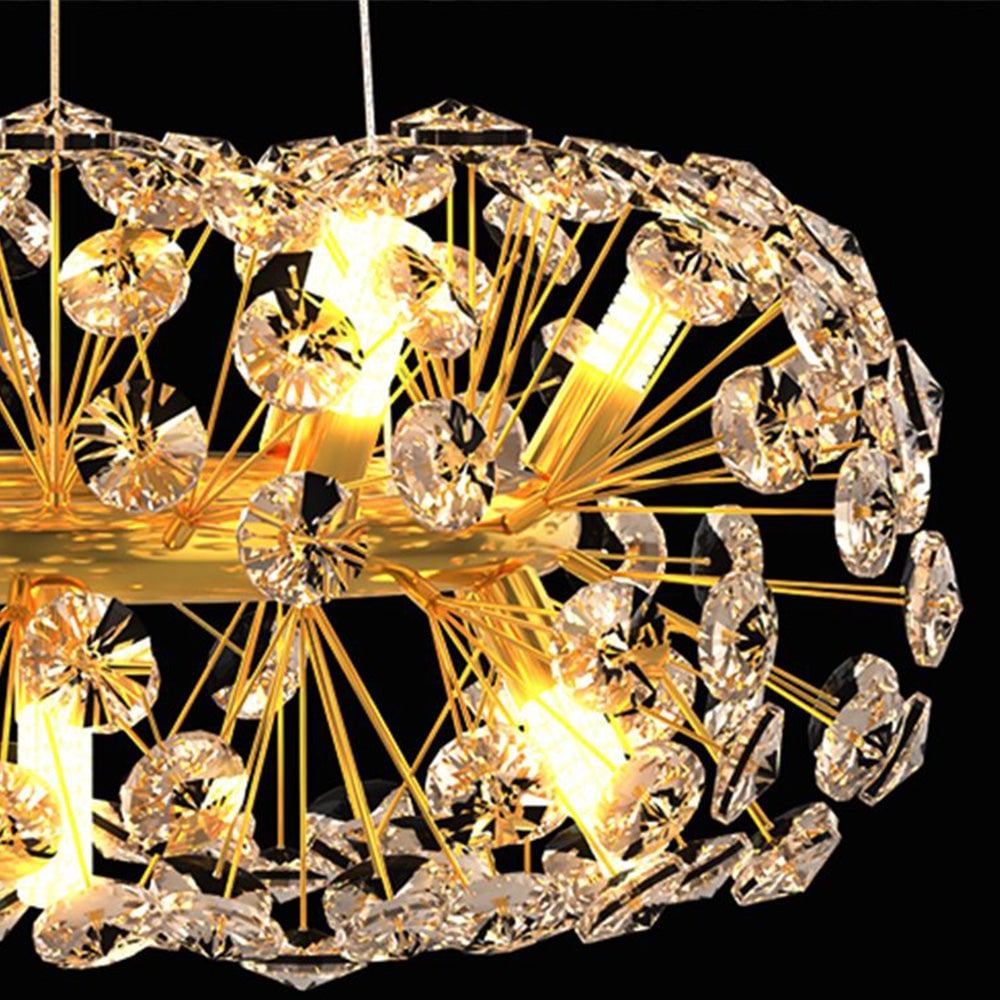 Lili Luxury Lineal/Flower Chandelier, Gold, Metal/Crystal - Lumpaz