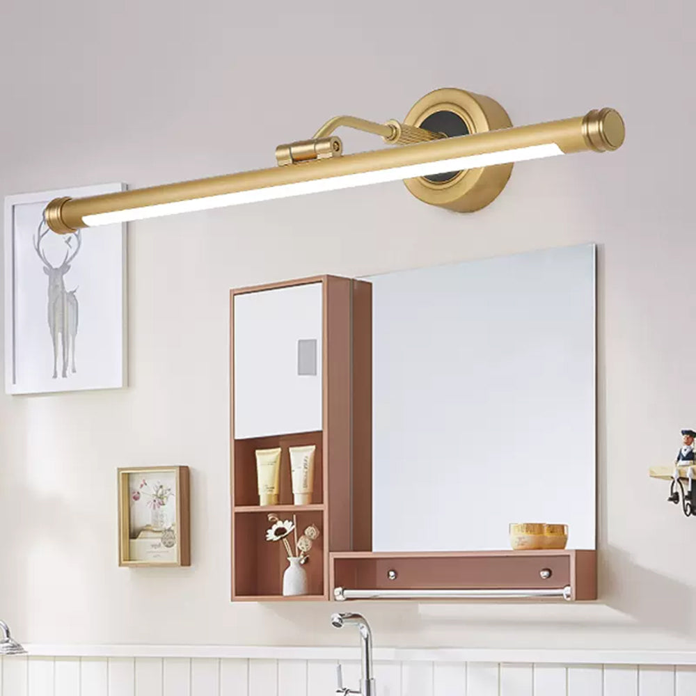 Leigh Vintage Linear Metal/Acrylic Wall Lamp, Brass, Bathroom - Lumpaz