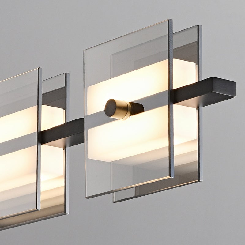 Evette Modern Nordic Linear Copper/Glass Pendant Light, Brass/Black - Lumpaz